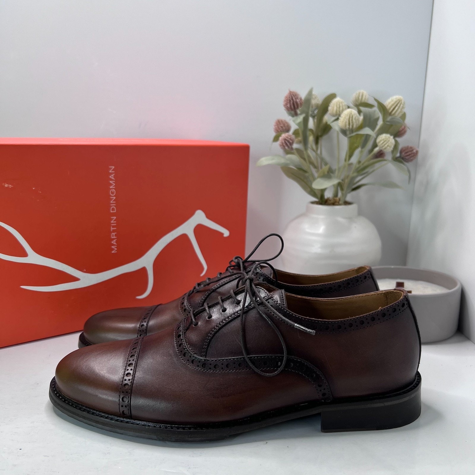Martin Dingman Cambridge Cap Toe Dress Shoes Chocolate 300191m Men's 9 Tried On